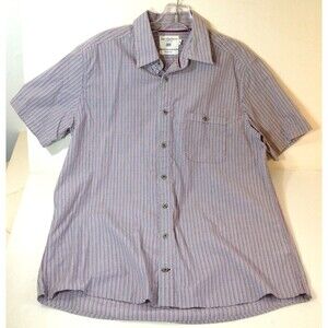 Bar Harbour Double Two Men’s Stripe Button Down Shirt Sleeve Size Medium Pocket